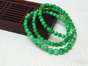 缅甸老坑A货翡翠冰润满绿圆珠项链
